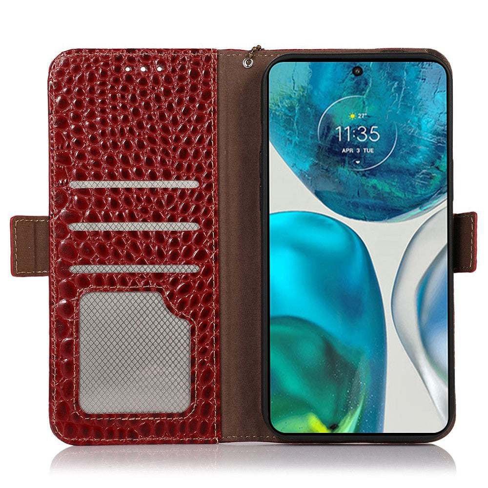Phone Stand Case for Motorola Moto G73 5G RFID Blocking Genuine Cowhide Leather Wallet Phone Cover Phone Stand Case for Motorola Moto G73 5G RFID Blocking Genuine Cowhide Leather Wallet Phone Cover